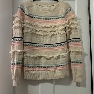 Cream Fringe Sweater